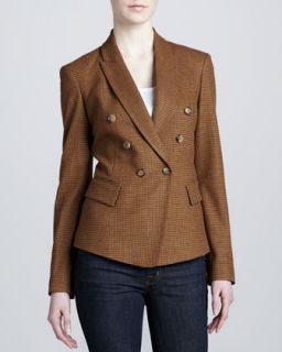 Womens Double Breasted Blazer   Chocolate multi (2)