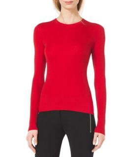 Womens Slim Cashmere Crewneck Sweater   Michael Kors   Scarlet (X SMALL)
