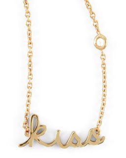 Kiss Word Diamond Detail Gold Plate Necklace   SHY by Sydney Evan   Gold