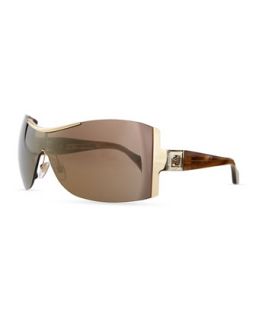 Rimless Shield Sunglasses with Plastic Arms, Gold   Carolina Herrera   Gold