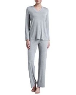 Womens Champagne Jersey Pajamas   Hanro   Grey melange (X SMALL/4 6)