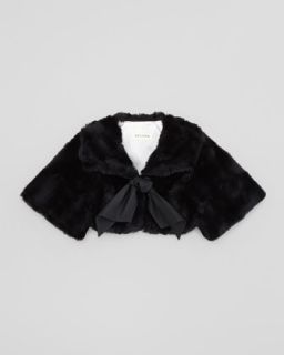 Faux Fur Short Opera Coat, Black, 2T 3T   Helena