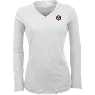 Antigua Washington Nationals Womens Flip Long Sleeve V neck T Shirt   Size: