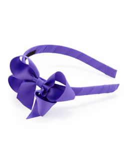 Grosgrain 3D Bow Headband, Delphinium Purple   Bow Arts   Delphinium purple