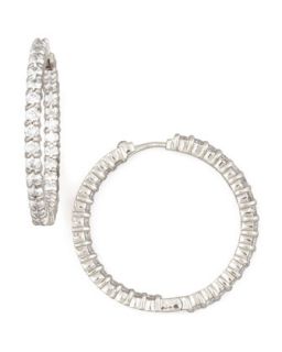 30mm White Gold Diamond Hoop Earrings, 2.84ct   Roberto Coin   White (30mm ,4ct