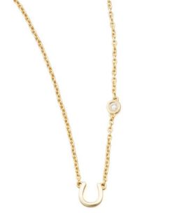 Horseshoe & Single Diamond Necklace   SHY by Sydney Evan   Gold