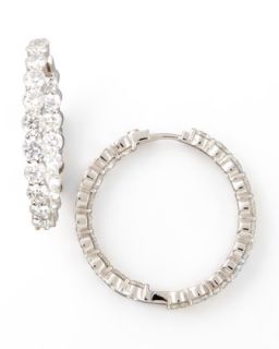 35mm White Gold Diamond Hoop Earrings, 7.21ct   Roberto Coin   White (1ct ,21ct