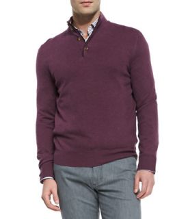 Mens Quarter Placket Pullover Sweater, Plum   Ermenegildo Zegna   Purple (XXL)
