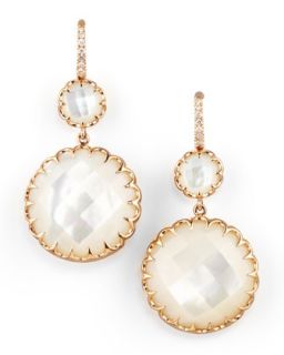 Rose Gold Mother of Pearl Drop Earrings on Diamond French Wire   Ivanka Trump  