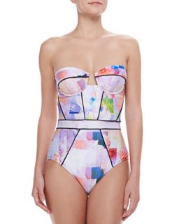 Womens Floral Rise One Piece Swimsuit   Suboo   Multi (8)