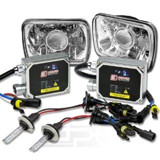 HL S 7X6 P CL+HID DT H4 43K+BLT, Two 7x6 H6054 Clear Housing Square Diamond Cut Projector Headlight Glass Lens with 4300K OEM Euro White HID Xenon Gas H4 Low Beam Light and Thick AC Digital Ballast Replacement Conversion Kit: Automotive