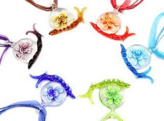 Murano 3D Flower Snail Shape Glass Pendant Necklace 6PC Mix Color Set: jackwan: Jewelry