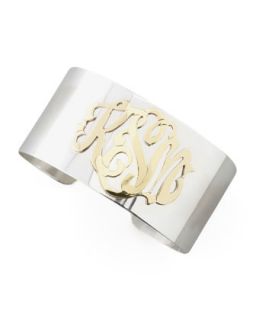 Sterling Silver & Gold Script Monogram Cuff   Moon and Lola   Silver/Gold