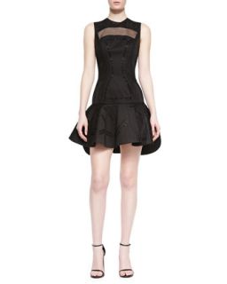 Womens Kuba Embroidered Mesh Dress, Black   Robert Rodriguez   Black (12)