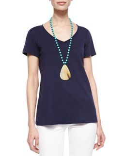 Womens Organic Cotton Slubby Tee, Petite   Eileen Fisher   Lime (PP (2/4))