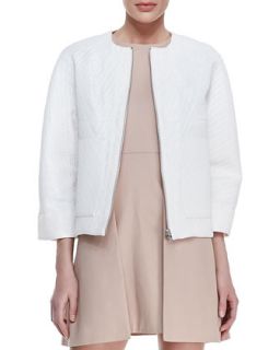 Womens Boxy Textured Utility Jacket   Victoria Beckham Denim   White (12 (US