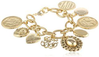 Yochi Coin and Charm 14k Gold Plated Bracelet: Jewelry