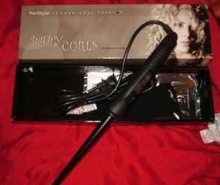 HERSTYLER BABY CURLS CURLING IRON 13 MM BLACK 110/220 V : Curling Wand : Beauty