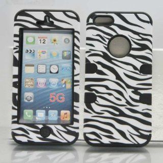 QQIANG93 Zebra Skin New Fashion Hybrid Three Pieces Premium TUFF Combo Case For Apple iPhone 5 5S 5G 5th (black): Cell Phones & Accessories