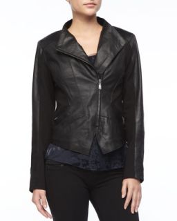 Womens Viola Asymmetric Zip Leather Jacket   Elie Tahari   Black (MEDIUM/8 10)