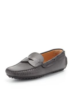 Mens Penny Leather Driver, Gray   Car Shoe   Gray (9 1/2)