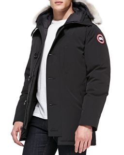 Mens Chateau Arctic Tech Parka with Fur Hood, Black   Canada Goose   Black