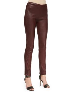 Womens Oxblood Leather Pants with Side Zip   Adam Lippes   Oxblood (0)