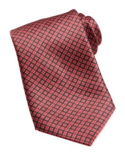 Mens Floral Medallion Pattern Silk Tie, Red   Stefano Ricci   Red
