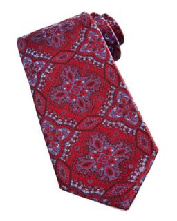 Mens Woven Paisley Silk Tie, Red   Stefano Ricci   Red