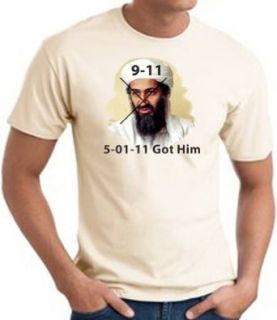 9/11 T shirt Got Him 5 01 11 Adult Tee   Natural (off white): Clothing