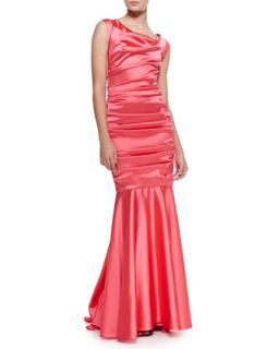 Womens Donde Satin Cap Sleeve Mermaid Gown   Talbot Runhof   shocking (8)