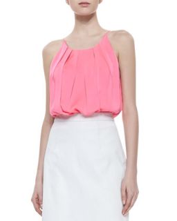 Womens Pleated Stretch Silk Tank   Milly   Fluo pink (4)