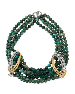Feathered Tressage Chrysocolla Necklace   Alexis Bittar   Blue