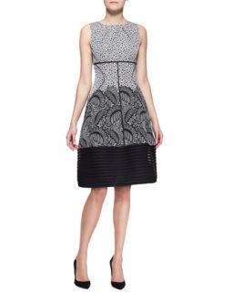 Womens Mixed Print Stripe Hem Dress   Lela Rose   Black/Ivory (12)