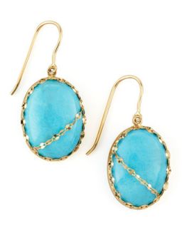 Turquoise Chain Detail Drop Earrings   Lana   Turquoise