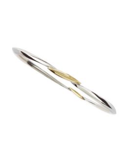 Silver & 18k Gold Marquise Station Bangle   Alexis Bittar Fine   Gold (18k )