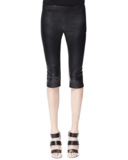 Womens Leather Zip Cuff Capri Leggings   Alexander McQueen   Multi colors