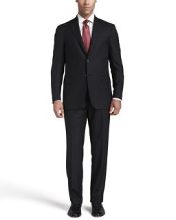 Mens Solid Wool Suit, Black   Isaia   Black (39/40R)