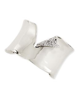 Torn Silvery Cuff with Pave Crystals   Alexis Bittar   Silver