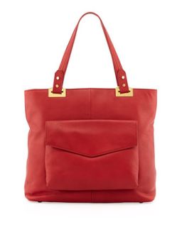 Abbey North South Leather Tote Bag, Rouge   Rachel Zoe
