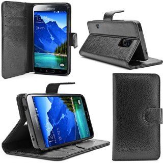 i Blason Samsung Galaxy S5 Active Case   Slim Leather Wallet Book Cover with Stand Feature and Credit Card ID Holders (SM G870A Water Resistant Version) (Black): Cell Phones & Accessories