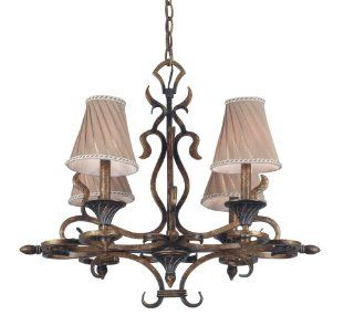 Kenroy Home 90504AGC Verona Four Light Chandelier, Aged Gold Copper with Cream Twist Pleated Shades    
