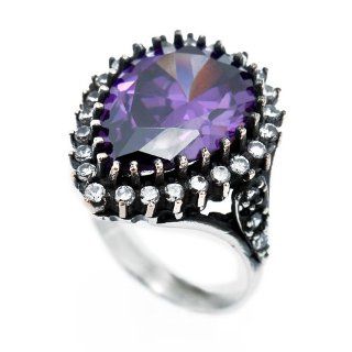 Hurrem Sultan Ring with Amethyst and Clear Cz Stones. Very Popular Turkish Tv Series Hurrem Sultan: Alia: Jewelry