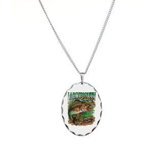 Necklace Oval Charm Largemouth Bass: Pendant Necklaces: Jewelry