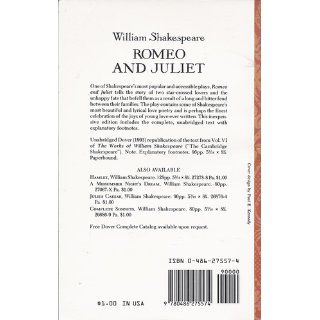 Romeo and Juliet (Dover Thrift Editions): William Shakespeare: 9780486275574: Books
