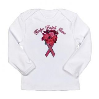 Artsmith, Inc. Long Sleeve Infant T Shirt Cancer Pink Ribbon Survivor Hope Faith Love   Cloud White, 0 to 3 Months: Clothing