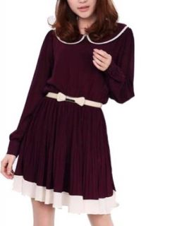 Japanese Doll Collar Stitching Chiffon Dress Skirt Pleated Skirts Into Backing at  Womens Clothing store