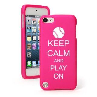 Apple iPod Touch 5th Generation Hot Pink Rubber Hard Case Snap on 2 piece BH233 Keep Calm and Play On Baseball Softball Cell Phones & Accessories