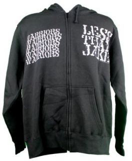 Rock Solid Shirts Less Than Jake Warriors Mens Zip Front Hooded Sweatshirt Hoodie   X Large   Black: Clothing