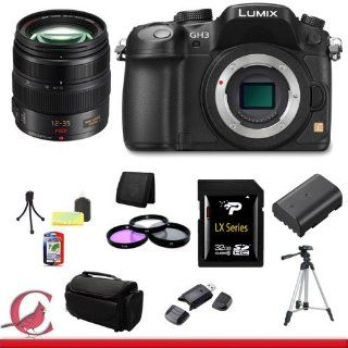 Panasonic Lumix DMC GH3 Mirrorless Digital Camera Body Only (Black) w/Panasonic Lumix G X Vario 12 35mm f/2.8 Asph. Lens 32GB Package 3 : Digital Slr Camera Bundles : Camera & Photo